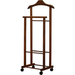 Tomaino - Valet's Bedroom in Wood - Clothes Rack with Wheels Ambrogio - Modern Valet for Clothing and Accessories (Walnut)