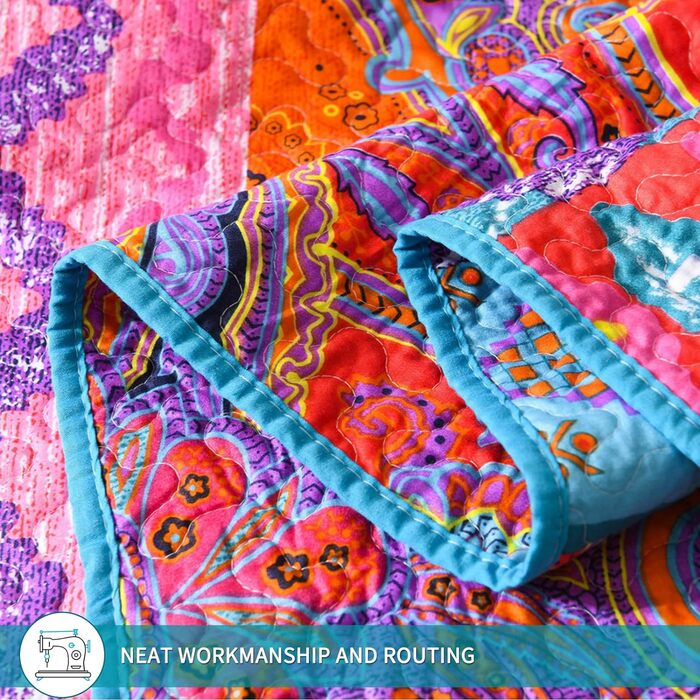 Qucover Daybed Cover 150 x 200 cm Colorful Quilted Microfiber Throw Blanket Bedspread for Single Bed Sofa Cover Boho Indian Exotic Boho-3 150X200cm