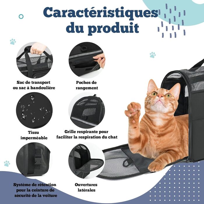 Транспортна сумка для котів та собак, дихаюча та легка, переноска для котів з регульованим плечовим ременем, знімний м'який матрац (Чорний, M)