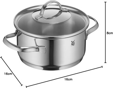 Каструля WMF Provence Plus 16 см без кришки, 1.4 л, Cromargan нержавіюча сталь, без покриття, для плити та духовки