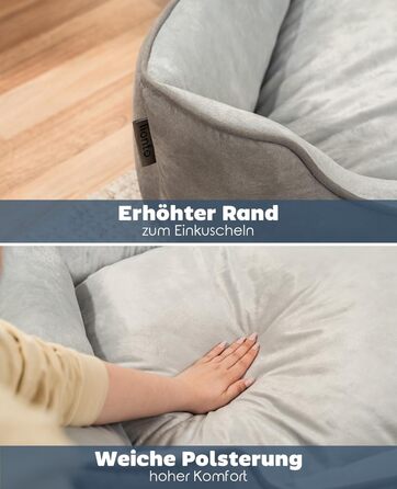 Кіжувалка Lionto для собак 2-в-1 з комфортним входом, м'яке ліжко для домашніх тварин, яке можна перевернути, для собак і котів, 80x60 см, подушка для собак з легкого у догляді штучної замші, сіра L 80 x W 60 x H 26 см Темно-сірий/Світло-сірий