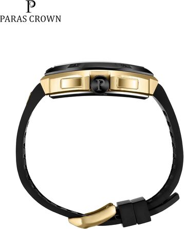 Чоловічий годинник-хронограф на кварцовому механізмі з японським годинниковим механізмом, 5ATM, корпус з нержавіючої сталі, тонка форма корпусу, силіконовий ремінець, золотий колір