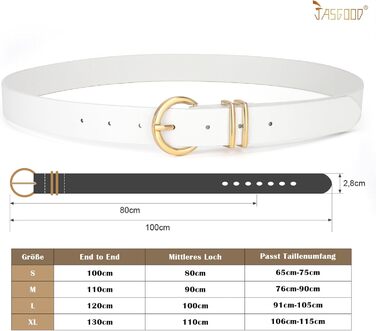 Жіночий шкіряний ремінь JasGood з золотою пряжкою, 120 см (підходить для талії 91-105 см)