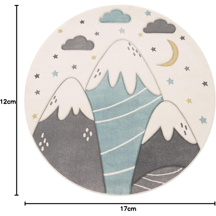 Дитячий килим Paco Home для хлопчиків та дівчаток 3D Пастельні гори, хмари, зірки 160x230 см Кремовий
