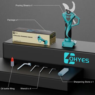 Акумуляторний секатор професійний для Makita 18В, LCD дисплей, діаметр різу до 40 мм, для гілок, кущів і стовбурів (без акумулятора)