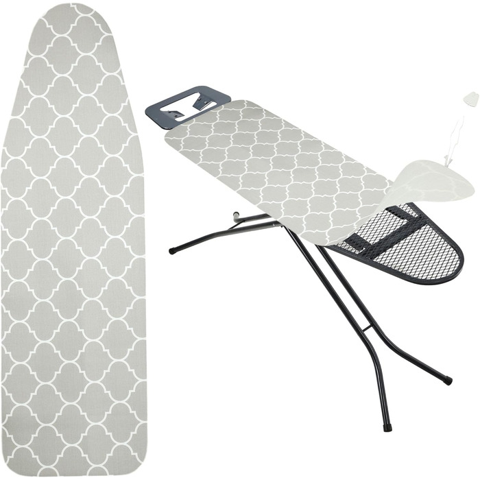 Кришка для прасувальної дошки KADAX з шнурком, бавовняна кришка для прасувальної дошки, кришка для прасувальної дошки для парогенератора, замінна кришка для прасувальної дошки з м'яким шаром (Сірий 132x48)