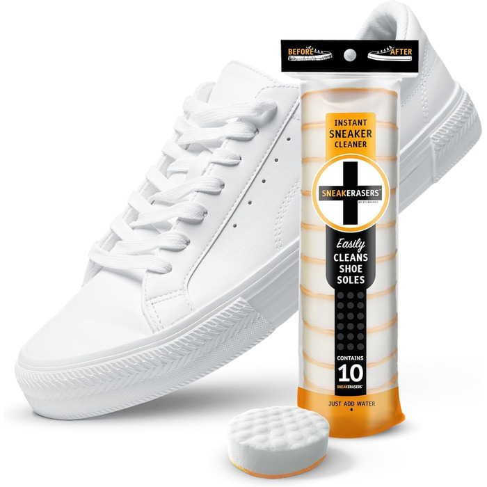 Sneaker Erasers - Instant Sole and Sneaker Cleaner, Premium Shoe Cleaning Set with Double-Sided Sponges, Effective Shoe Cleaner for White Sneakers, Tennis Shoes, Easy, Gentle Rubbing, 10