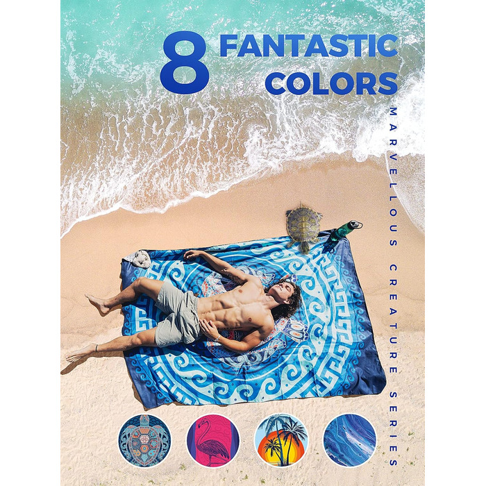 OCOOPA Microfiber Beach Towel, Quick-Drying, Large 200x145 cm, Super Absorbent, Sand-Free Beach and Swimming Towels for Men and Women