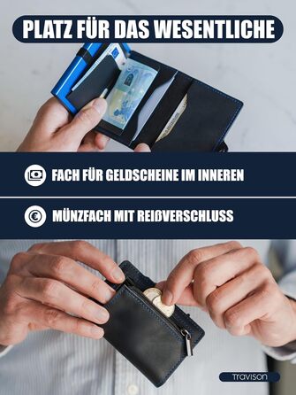 Чоловічий міні-портмоне Travison® SMART з відділенням для монет та купюр, RFID-захистом, картхолдером (Чорно-синій)