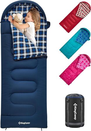 KingCamp Kids Sleeping Bag - Winter Warmth & 3-4 Season Comfort for Camping & Trekking - 170x70cm, 7°C Rating
