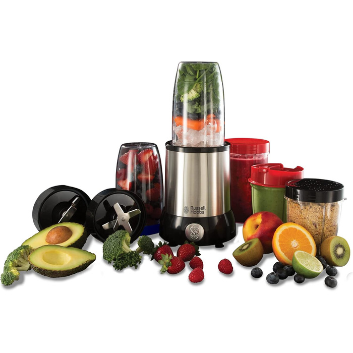 Russell Hobbs Mixer [Multi-function Stand Mixer] NutriBoost (includes 5 BPA-free and dishwasher-safe containers + lids, 22,000 RPM, 0.9 HP motor) electric, smoothie maker 23180-56 Single