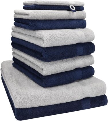 Набір рушників Betz 10 предметів, преміум якість, 100% бавовна, сірий антрацит та сріблястий, для ванної кімнати