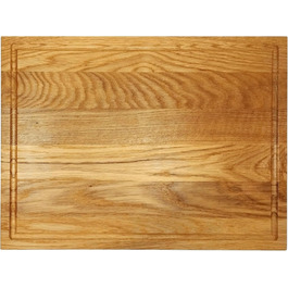 NATURE EDITION Cutting Board XL (40 x 30 x 2 cm) made of solid oak wood with a juice groove - wooden cutting board - serving board - antibacterial wooden cutting board - oak kitchen board - wooden meat cutting board
