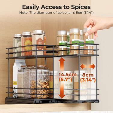 Організатор для спецій Orimade висувний, 3 шт. (2 шт. 8 см, чорний)