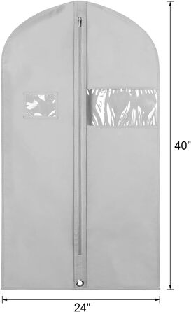 Набір мішкозахисних мішків для одягу Syeeiex, 60x152 см, дихаючий матеріал, 4 шт. (101 см - 5 шт, сірий)