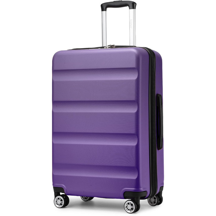Чемодан-тележка KONO, великий, розширюваний, з жорстким корпусом, фіолетовий, 75x47.5x29.5 см, з TSA-замком та 4 подвійними колесами, ідеальний для подорожей та бізнесу