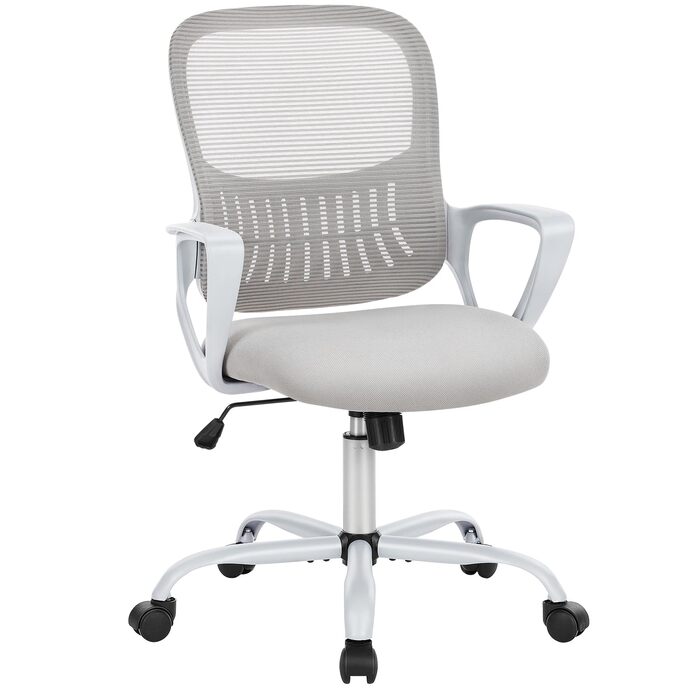 Ергономічне крісло Sweetcrispy для офісу та дому, з регулюванням висоти та підтримкою попереку, з підлокітниками (сірий)
