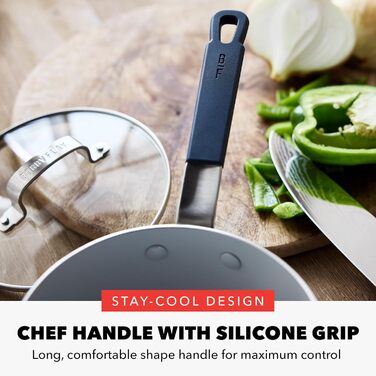 Набір кухонного посуду GreenPan x Bobby Flay 13 предметів, професійний алюміній, антипригарне покриття Ceramic, індукційний, силіконовий, безпечний для миття в посудомийній машині та духовці, сірий (Графіт/Nature's Delight), 2.4 л, Оксфорд Блакитний