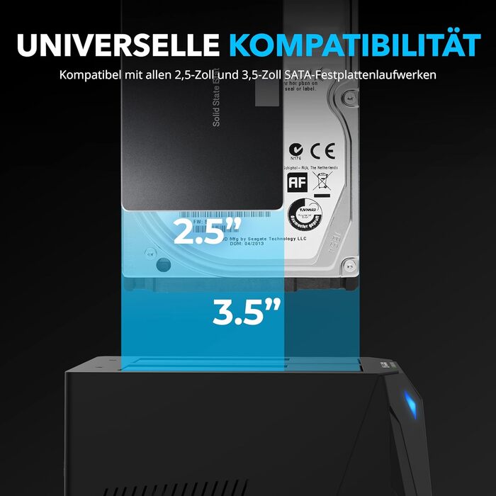 SABRENT Док-станція для жорстких дисків 2 відсіки USB A - 2.5/3.5