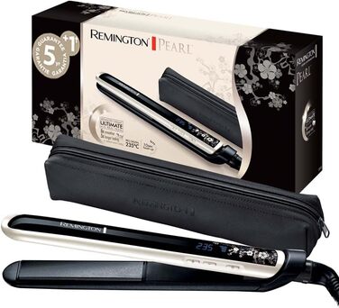 Випрямляч для волосся Remington Pearl S9501 - [Тест-переможець] з керамічним покриттям з перлами, LCD-дисплей, 150-235°C, чохол