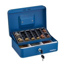 Relaxdays Blue Cash Box Дошка для підрахунку монет євро