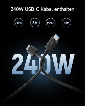 Зарядний пристрій CUKTECH 140W USB-C з кабелем, PD Fast Charger 4-port для ноутбука, MacBook, iPad, Samsung Galaxy, iPhone, Steam Deck