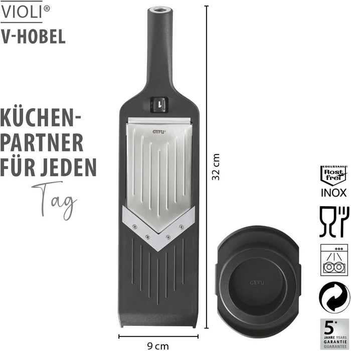 GEFU V-Hobel Julienne: ідеальний слайсер для овочів та фруктів, слайси та джулієни