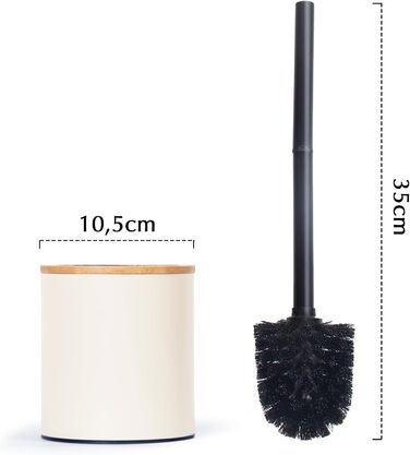 Набір для туалету Greelue: щітка для унітазу з дерев'яною ручкою та підставкою з нержавіючої сталі, бежевий