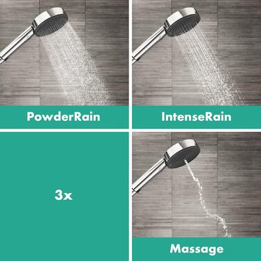 Hansgrohe Pulsify Select S Shower Set, showerhead with hose and holder, handheld shower with 3 spray patterns (Relaxation), (Chrome)