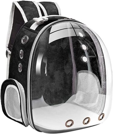 Рюкзак-переноска для кота MagiDeal Premium, велика прозора сумка для тварин, портативна, з вентиляцією, для котів та маленьких собак, водонепроникний, чорний