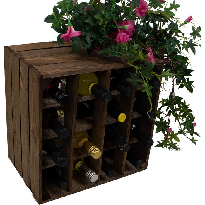 Wine Rack 16er white/natural/flamed Dimensions 40x40x27cm Shelf Box Bottle Rack Wine Rack Apple crate/Wine crate (dark)