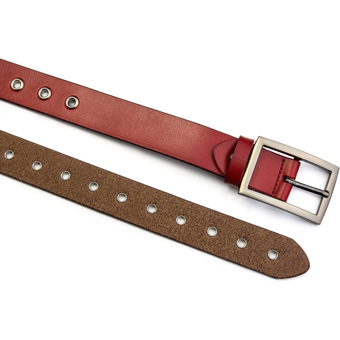 Жіночий шкіряний ремінь з металевою пряжкою для джинсів Dreess, ширина 1.1 см (S: 95 см, підходить для обхвату талії 75-84 см, колір: червоний)