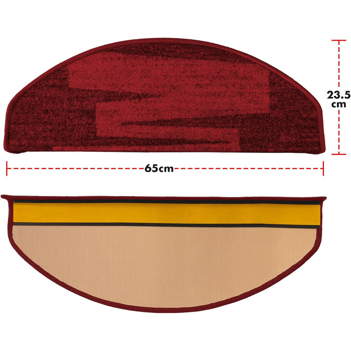Casa Pura килимки на сходи самоклеючі напівкруглі червоні 15 шт. 65 x 23,5 см, сучасний дизайн | Casa Pura Via Veneto