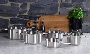 Каструля Fissler San Francisco 1,9 л з нержавіючої сталі, Ø16 см, з скляною кришкою, зливний край, мірна шкала, для індукції