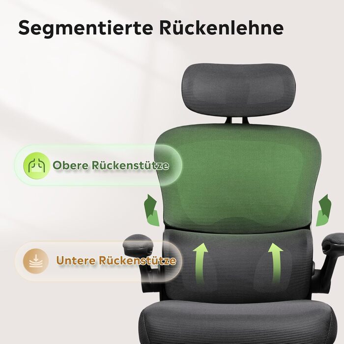 Офісне крісло Devaise ергономічне, з підтримкою попереку, 3D-підголівником, регульованими підлокітниками та сітчастою спинкою, для офісу та дому, до 150 кг, чорне