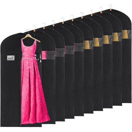 Чохли для одягу KEEGH, 10 шт. - захисні мішки для зберігання одягу, костюмів, пальто, сорочок, 60x152 см, чорний, фліс