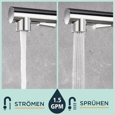 Змішувач для кухні FORIOUS з висувною лійкою та душем, 360° обертання, 2 режими, полірована хром