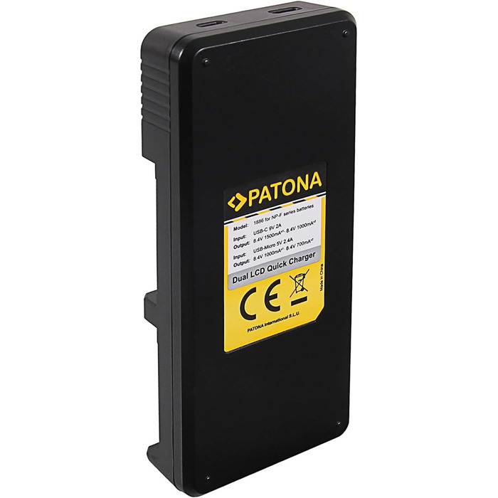 Зарядний пристрій Patona Dual LCD для акумуляторів Sony NP-F970/F750/F550/FM500H/FM50/QM71/91 – одночасний заряд 2-х акумуляторів через USB для відеокамер, світла та моніторів NP-F