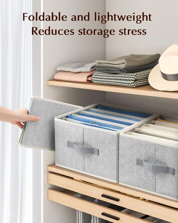 4 Piece Drawer Organizer, Jeans Closet Organizer, Foldable Storage Box with Compartments for Storing Clothes, Jeans, Shirts, Blankets, Underwear (12in. 4 Pack, Assorted)