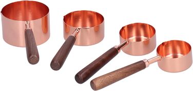 Measuring Spoon Set, 4 Measuring Cups in Rose Gold with Scale, Stainless Steel Measuring Spoons for Kitchen Utensils (Size: L)
