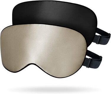 Набір 2 шт. Шовкові маски для сну OLESILK з регулюванням, 100% шовк тутового дерева, для жінок та чоловіків, унісекс, для дому та подорожей (Чорний + Тауп)