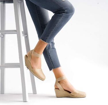 Босоніжки жіночі DREAM PAIRS на підборісі, бежеві, 41.5 EU, з еластичним ремінцем на щиколотку