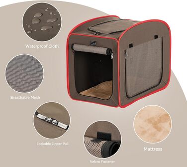 Складана переносна будка для собак Petsfit, 80x44x67 см, червоно-коричнева