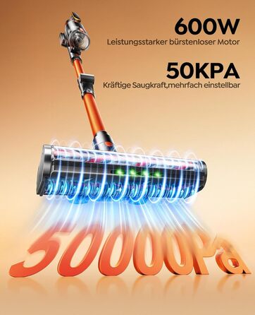 Бездротовий акумуляторний пилосос Fieety 600W з ароматерапією та гнучким з'єднанням, 65 хвилин роботи, для твердих поверхонь, килимів та авто