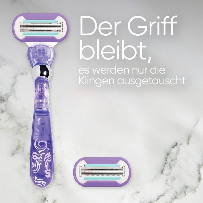Жіноча бритва Gillette Venus Extra Smooth Swirl, фіолетова (набір: 1 бритва + 9 змінних касет)
