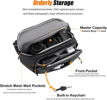 Чорна фотосумка Cwatcun для фотографів з кріпленням для штатива, водонепроникна (M)