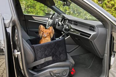 Автокрісло для собак та котів | Чорний велюр, розмір L (57x50 см) | Зручне автоліжко для тварин