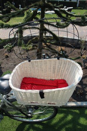 Корзина для собак на багажник Marcus Hundefahrradkorb XXL з плетіння з лози та металевою сіткою, з подушкою