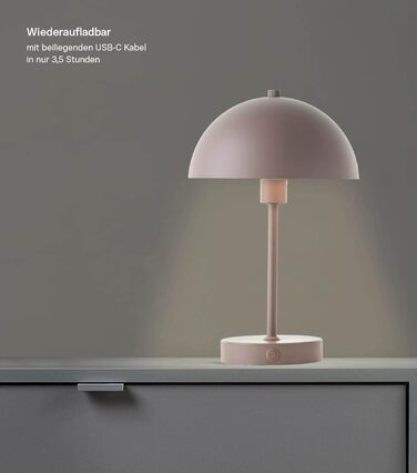 LED настільна лампа Mokebo® 'Leuchtturm' – бездротова, акумуляторна, диммер, USB-C, ретро, металева, тепле світло (Taupe)