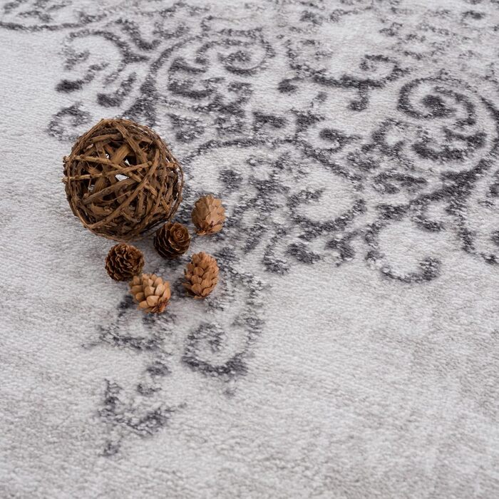 Килим SANAT Evra для вітальні - коротковорсовий килим з сучасним дизайном, 80x150 см та 160x220 см (світло-сірий)